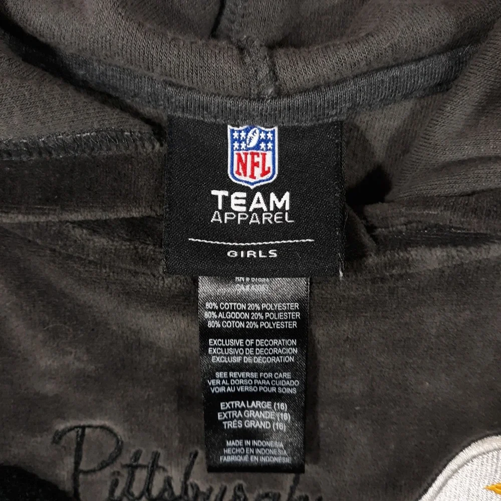 Team Apparel Pittsburgh Steelers Hoodie Dress Girls XL I 16 Short Sleeve Gray